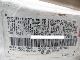 1999 TOYOTA CAMRY LE WHITE 2.2L AT Z17824